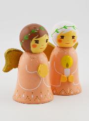 Presepe di Natale - Angeli Rosa Preghiera & Candela