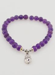 Bracciale Religioso in Ametista 6mm & Cuore Sacro