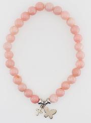 Bracciale in Pietre Naturali Opali Rosa 6mm - Farfalla e Croce