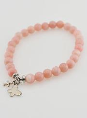 Bracciale in Pietre Naturali Opali Rosa 6mm - Farfalla e Croce