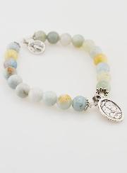 Bracciale Religioso in Pietre d'Acquamarina San Giuseppe & Miracolosa