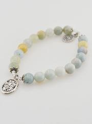 Bracciale Religioso in Pietre d'Acquamarina San Giuseppe & Miracolosa