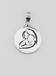 Medaglia di Battesimo in Argento 13 mm - Vergine col Bambino