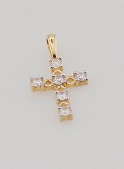 Pendente Croce in Oro 9k & Zirconiums - 15mm