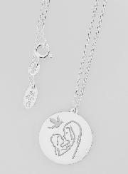 Collana in Argento - Ciondolo Vergine Maria col Bambino & Colomba