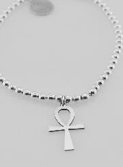 Bracciale a Sfere in Argento – Croce Egizia & Vergine con Bambino