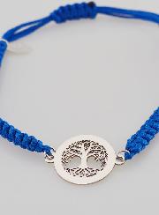 Bracciale Corda Intrecciata Blu – Albero della Vita in Argento