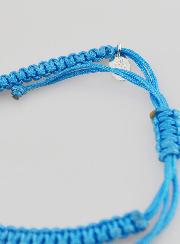 Bracciale Corda Intrecciata Azzurro – Croce Traforata in Argento