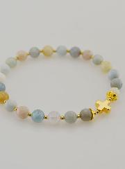 Bracciale in Pietra di Acquamarina & Croce – 6mm