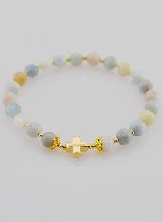 Bracciale con Croce – Acquamarina 6mm