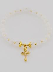 Bracciale con Croce – Pietra di Luna 6mm