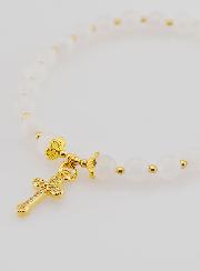 Bracciale con Croce – Pietra di Luna 6mm