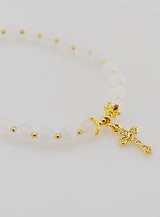 Bracciale con Croce – Pietra di Luna 6mm