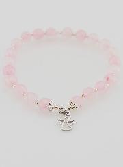 Bracciale in Quarzo Rosa 6mm & Angelo Custode
