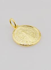 Medaglia di San Benedetto Placcata Oro con Bordo Lucido - 18mm