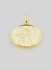 Medaglia Angelo Custode & Bambino in Placcato Oro - 18mm
