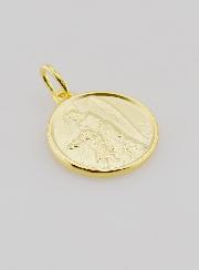 Medaglia Angelo Custode & Bambino in Placcato Oro - 18mm