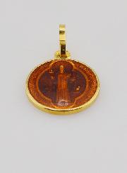 Medaglia San Benedetto Placcata Oro & Smalto - 13mm