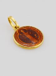 Medaglia San Benedetto Placcata Oro & Smalto - 13mm