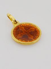 Medaglia San Benedetto Placcata Oro & Smalto - 13mm