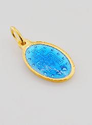 Medaglia Miracolosa in Argento Dorato & Smalto - 17mm