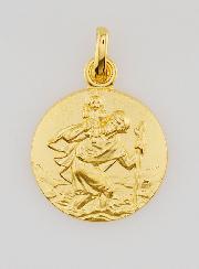 Medaglia Placcata Oro San Cristoforo - 18mm