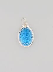 Medaglia Miracolosa in Argento & Smalto Blu - 10mm