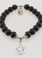 Bracciale in Agata Nera 8mm – Madonna del Monte Carmelo