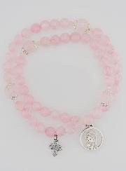 Bracciale Rosario in Quarzo Rosa - Vergine Maria & Santissima Trinità