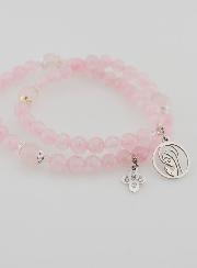 Bracciale Rosario in Quarzo Rosa - Vergine Maria & Santissima Trinità