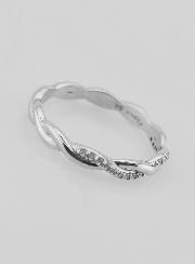 Anello Fede Intrecciato in Argento Massiccio Rodiato - T14