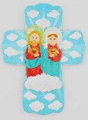Croce da Appendere per Bambini - Cuore Sacro Gesù & Maria