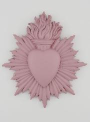 Ex Voto Murale Cuore Raggiante Rosa - 17 cm
