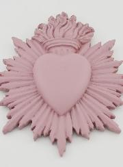 Ex Voto Murale Cuore Raggiante Rosa - 17 cm