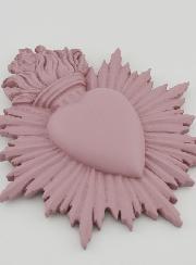 Ex Voto Murale Cuore Raggiante Rosa - 17 cm