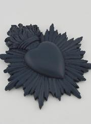 Ex Voto Murale Cuore Raggiante 17 cm - Blu Grigiastro