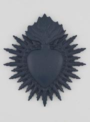 Ex Voto Murale Cuore Raggiante 11 cm - Blu Grigiastro