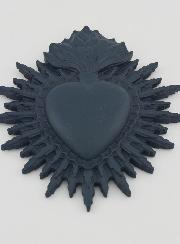 Ex Voto Murale Cuore Raggiante 11 cm - Blu Grigiastro