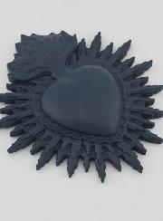 Ex Voto Murale Cuore Raggiante 11 cm - Blu Grigiastro