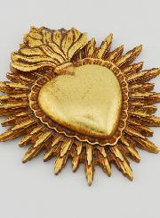 Ex Voto Murale Cuore Raggiante 11 cm - Dorato