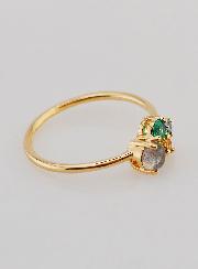 Anello Placcato Oro con Labradorite e Zirconi - T14