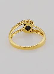 Anello Placcato Oro Zaffiro & Zirconi - T14