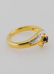 Anello Placcato Oro Zaffiro & zirconi - T54