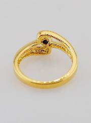 Anello Placcato Oro Zaffiro & zirconi - T54