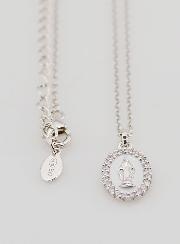 Collana Madonna Miracolosa Argento & Smalto Bianco