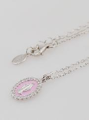 Collana Madonna Miracolosa Argento & Smalto Rosa