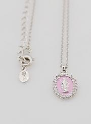 Collana Madonna Miracolosa Argento & Smalto Rosa