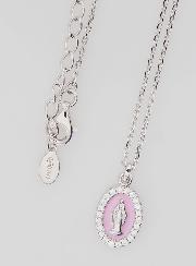 Collana Madonna Miracolosa Argento & Smalto Rosa
