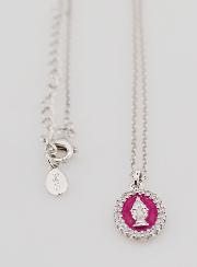 Collana Madonna Miracolosa Argento & Smalto Fuchsia