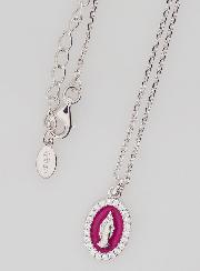 Collana Madonna Miracolosa Argento & Smalto Fuchsia